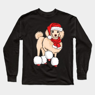 Cute Poodle Santa Wearing Christmas Hat Dog Lover Christmas Gift Long Sleeve T-Shirt